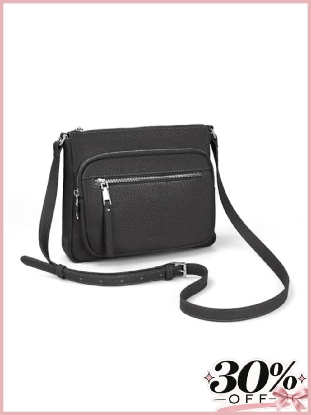 Genuine Leather Crossbody Bag RFID Anti Theft Wallet Adjustable Strap Small